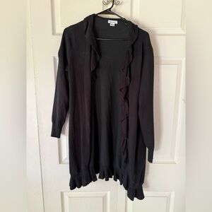Hannah Rose Black Ruffle-Trim Cardigan